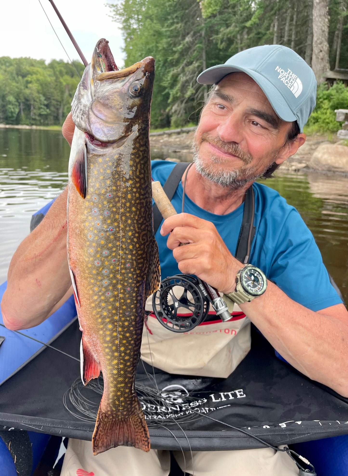 The Backpacker Pro ultralight float tube enables backcountry anglers to cover all the water of remote lakes rather than being stuck on shore.  Access to all the lake provides access to trophy size fish such as the brook trout in the picture.