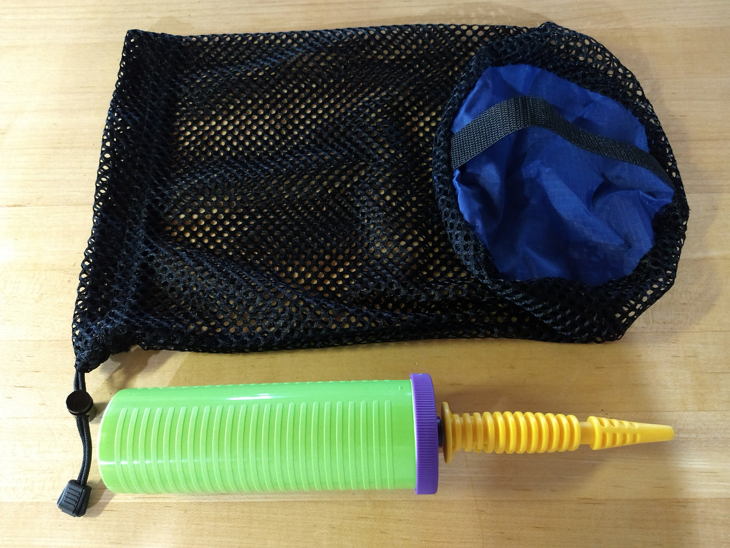 Light Weight Double Action Inflation Pump & Custom Mesh Stuff Sack (replacement/extra set sold together)